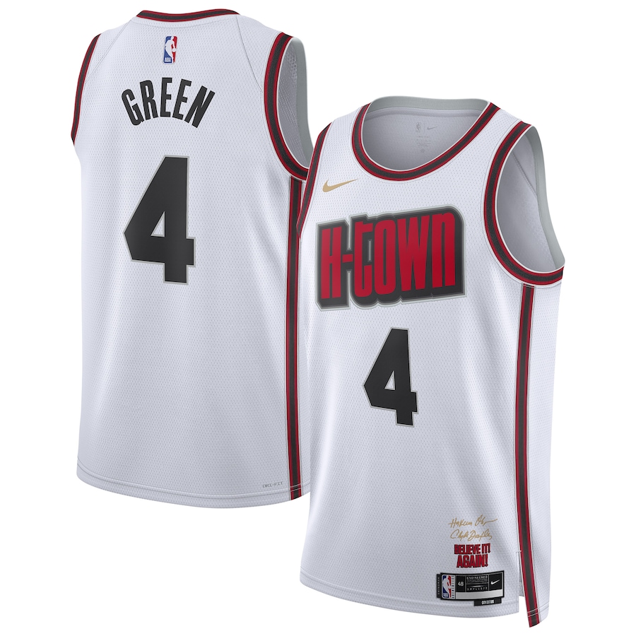 Men Houston Rockets #4 Jalen Green Nike White City Edition 2024-25 Swingman Player NBA Jersey